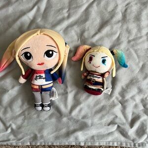 Harlequin Girl Plush Toy - Blonde with Pink & Blue Pigtails